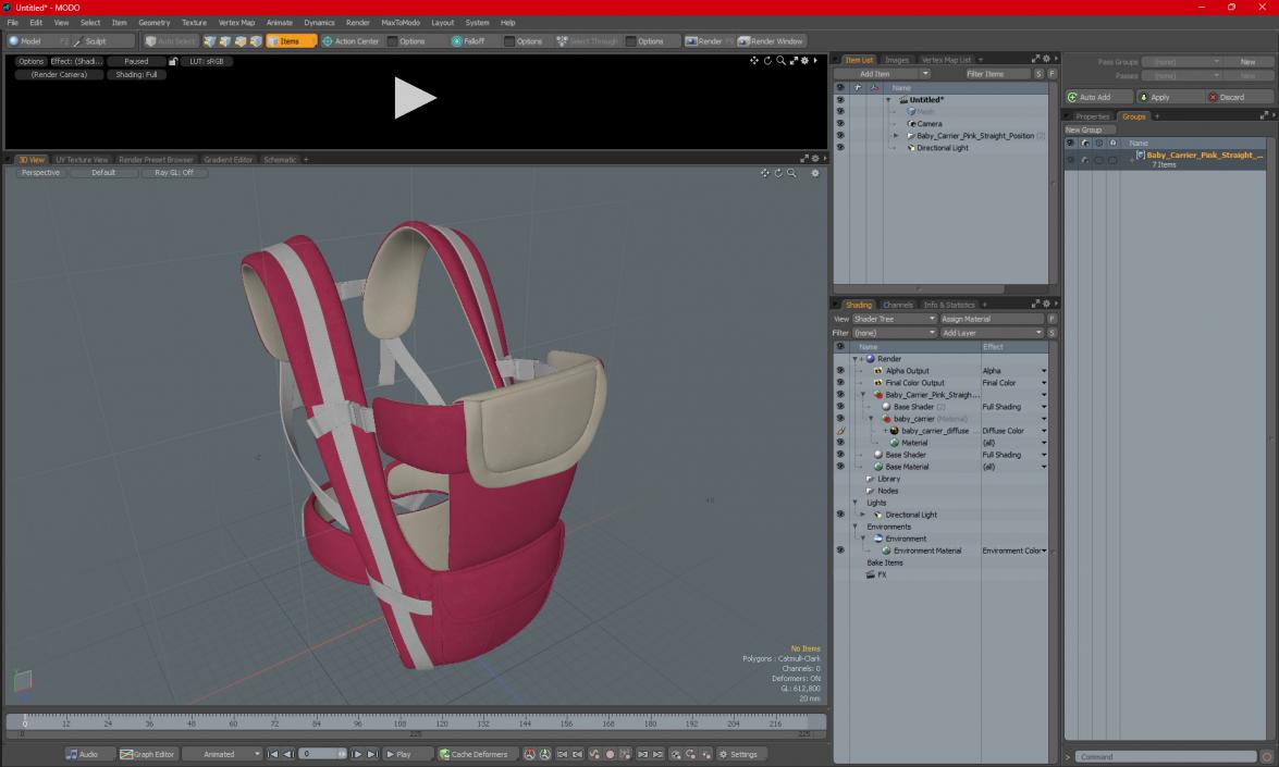 3D model Baby Carrier Pink Straight Position