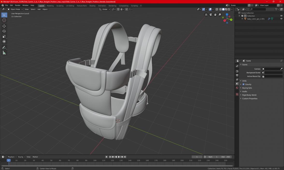 3D model Baby Carrier Pink Straight Position