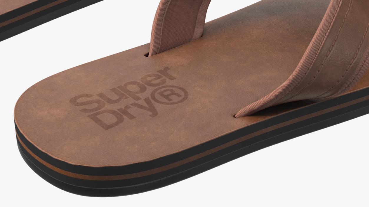 3D Flip Flops Sandals Superdry Brown model