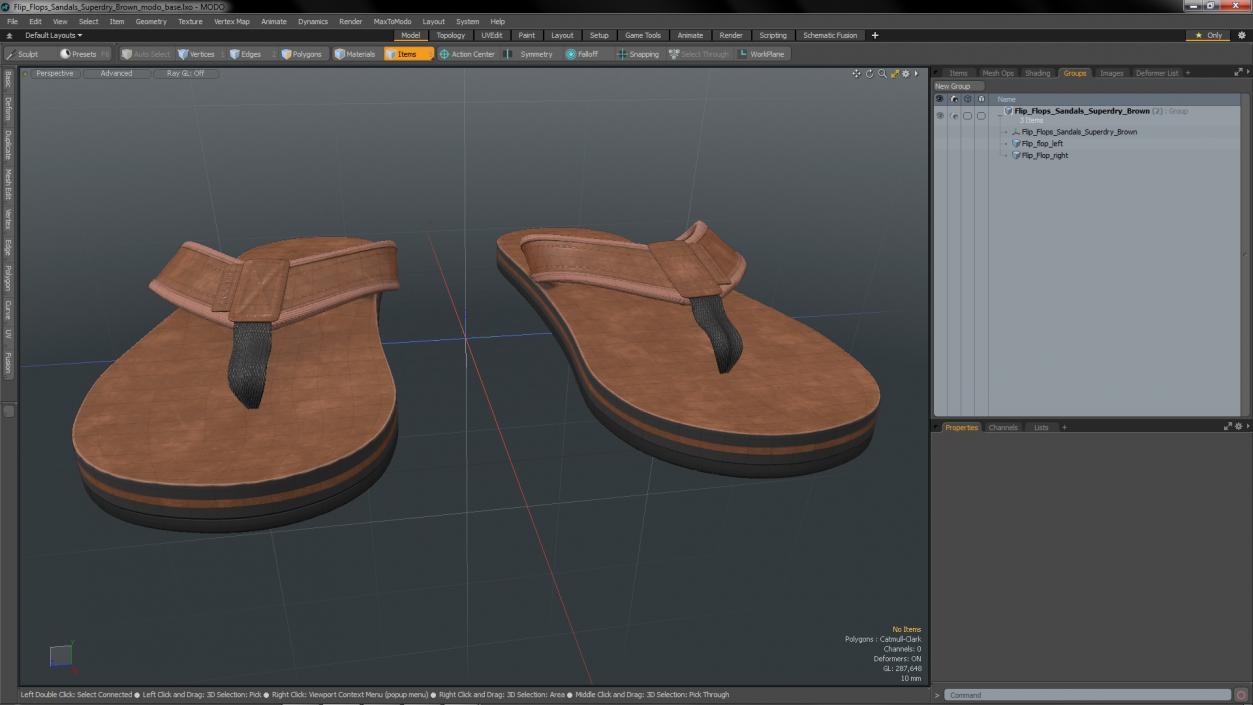 3D Flip Flops Sandals Superdry Brown model