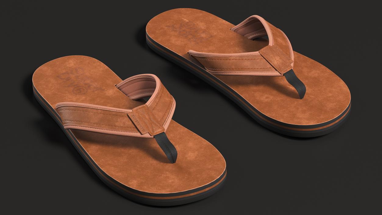 3D Flip Flops Sandals Superdry Brown model