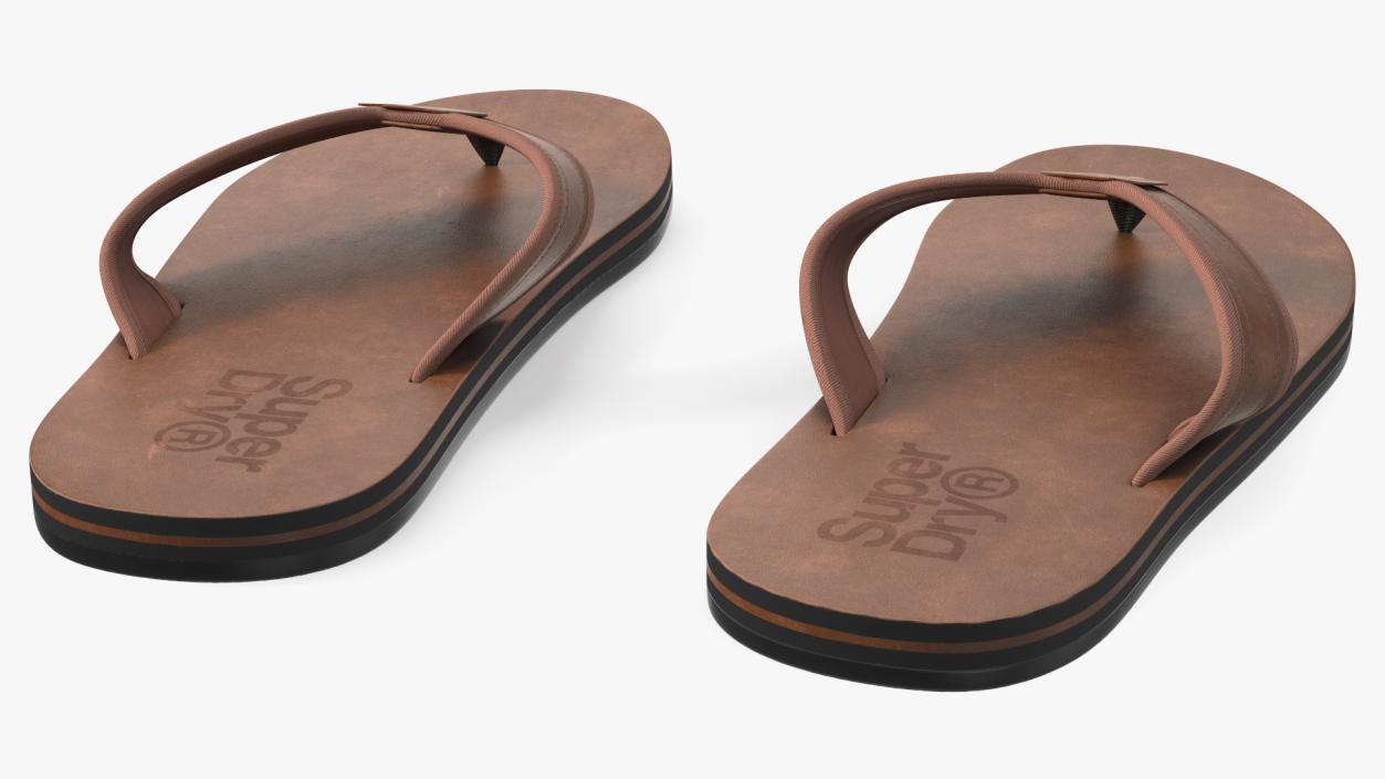 3D Flip Flops Sandals Superdry Brown model