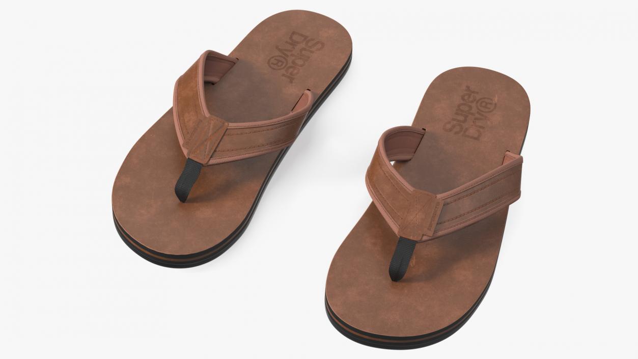 3D Flip Flops Sandals Superdry Brown model