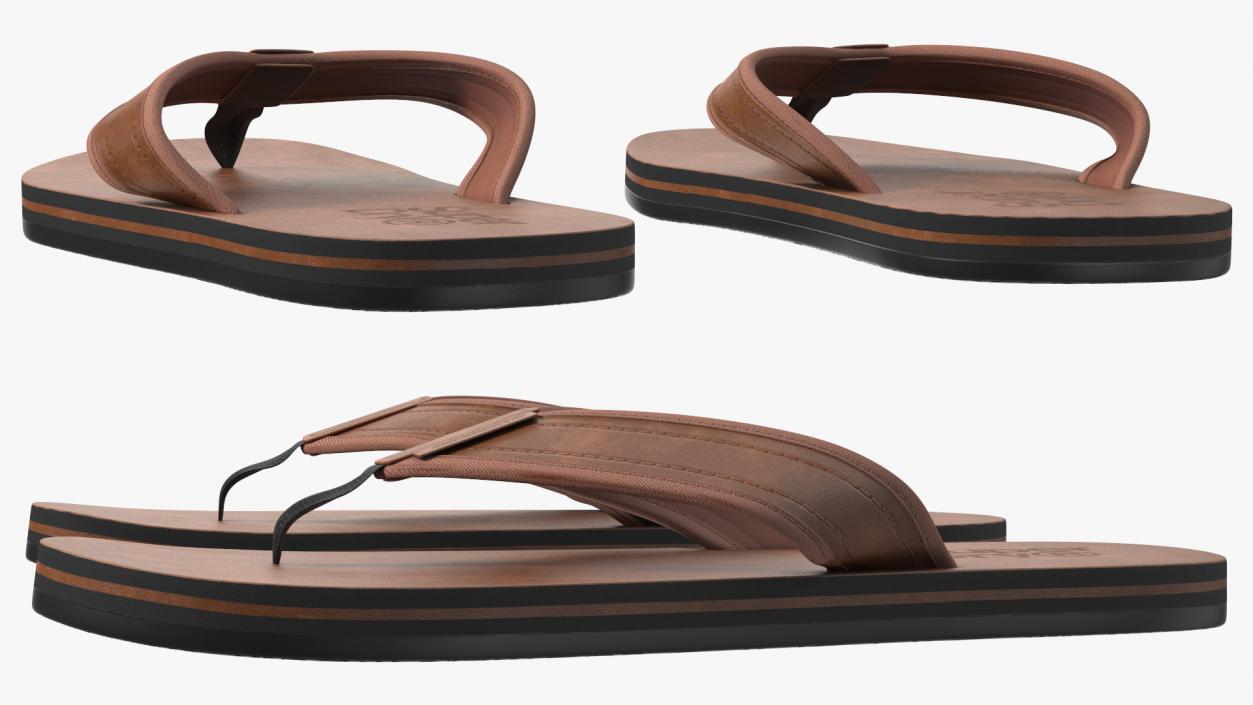 3D Flip Flops Sandals Superdry Brown model