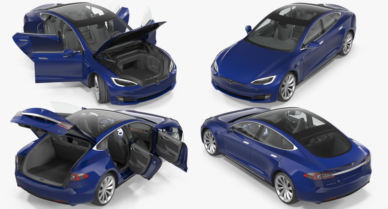 3D Tesla Model S 75 2017 Rigged model