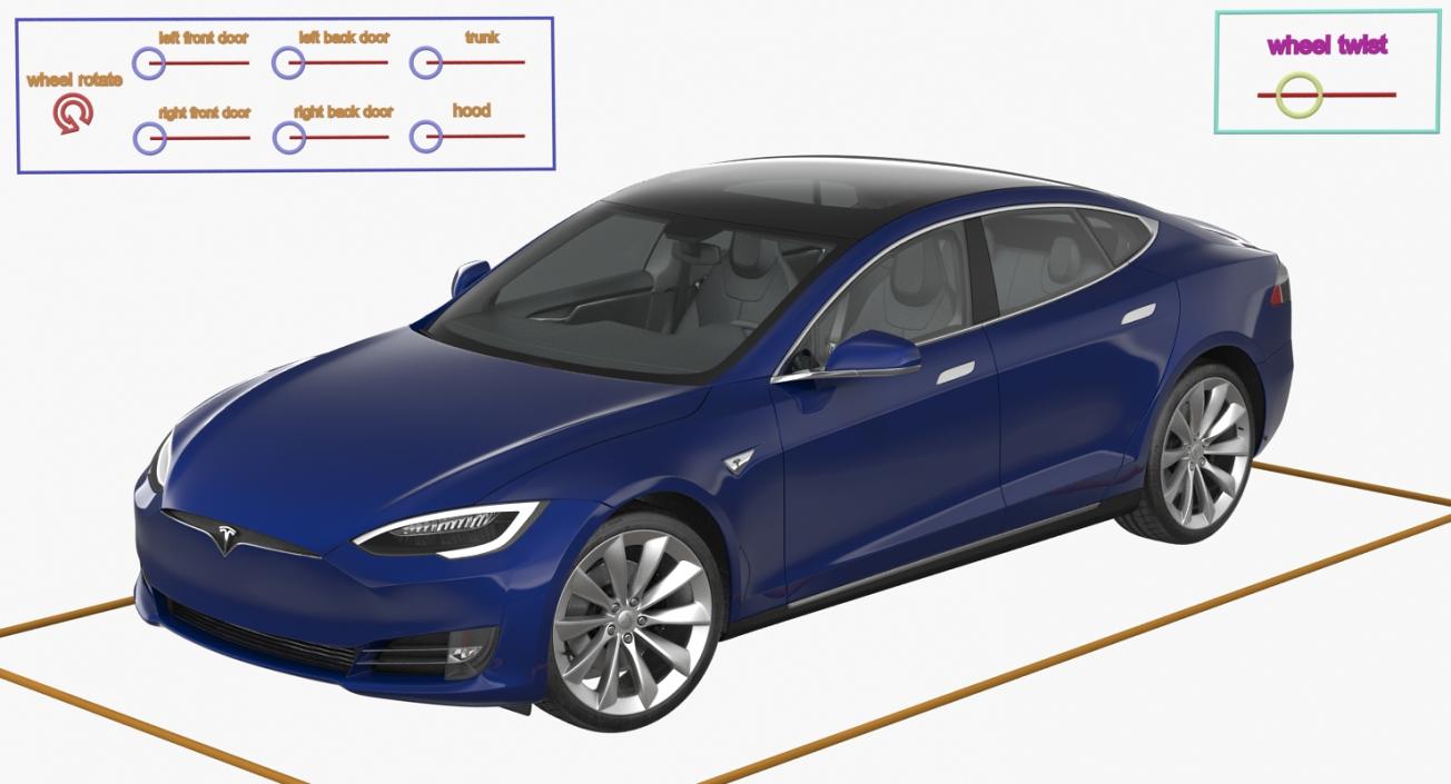 3D Tesla Model S 75 2017 Rigged model