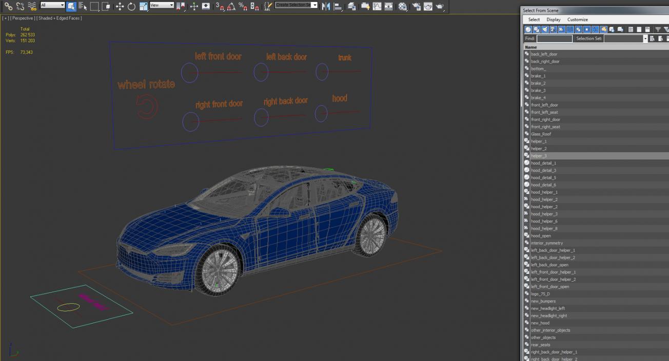 3D Tesla Model S 75 2017 Rigged model