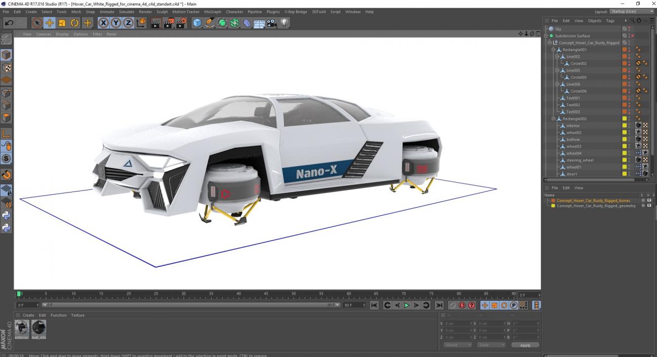 3D Hover Car White Rigged for Cinema 4D