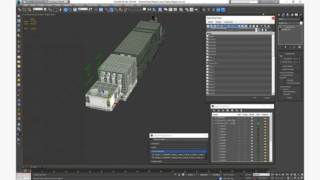 Peresvet Smart Weapon Laser Complex Rigged 3D