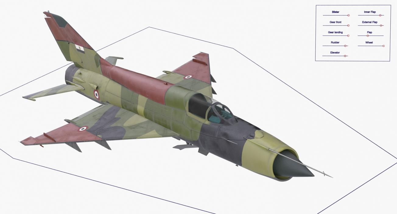 MiG-21 Egyptian Air Force Rigged 3D