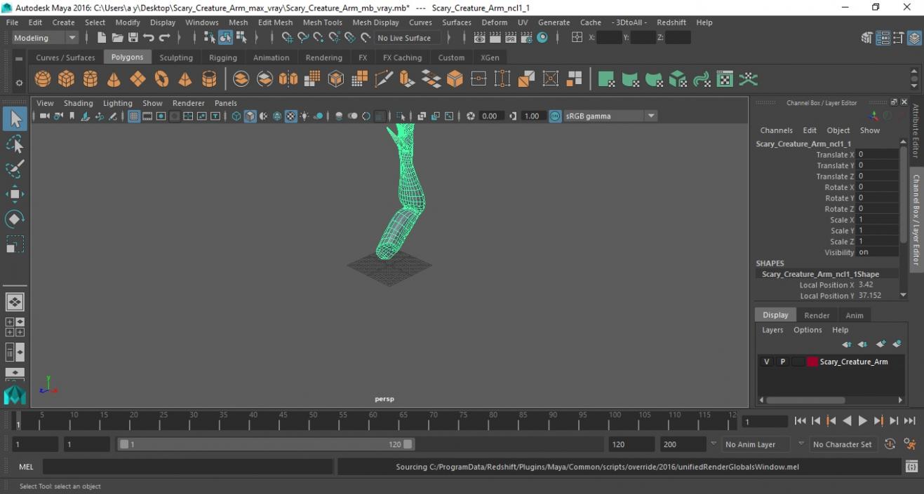 3D Scary Creature Arm model