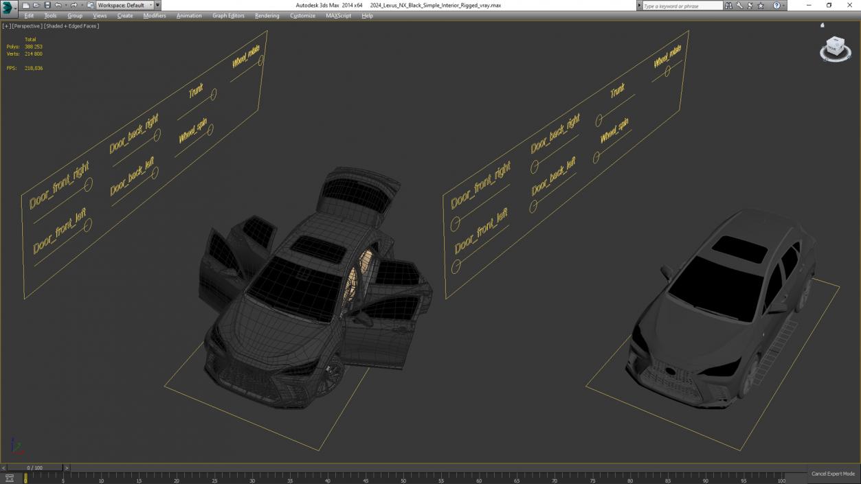 2024 Lexus NX Black Simple Interior Rigged 3D