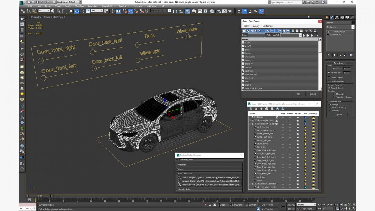 2024 Lexus NX Black Simple Interior Rigged 3D