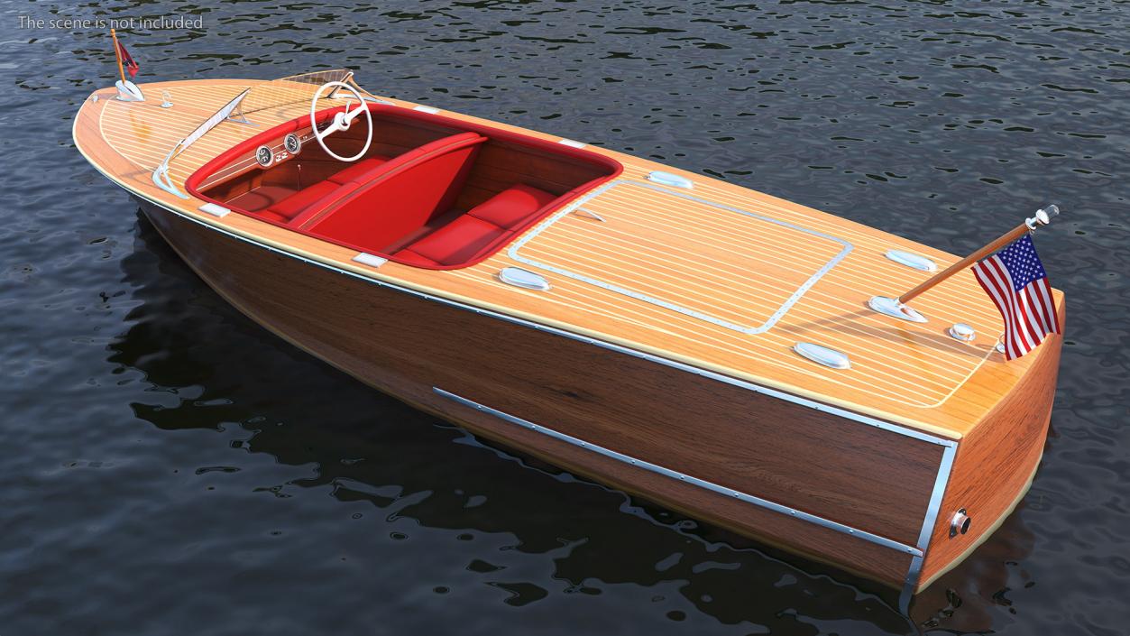 Classic Sport Boat Light Wood 3D model