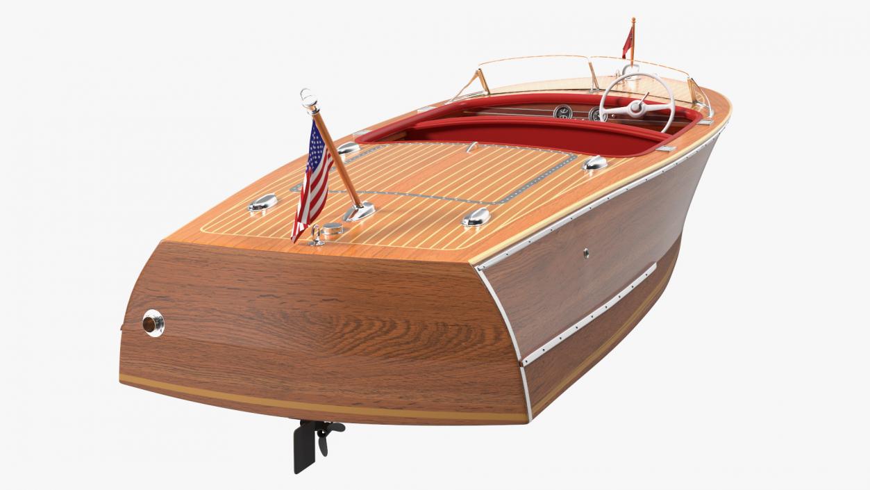 Classic Sport Boat Light Wood 3D model