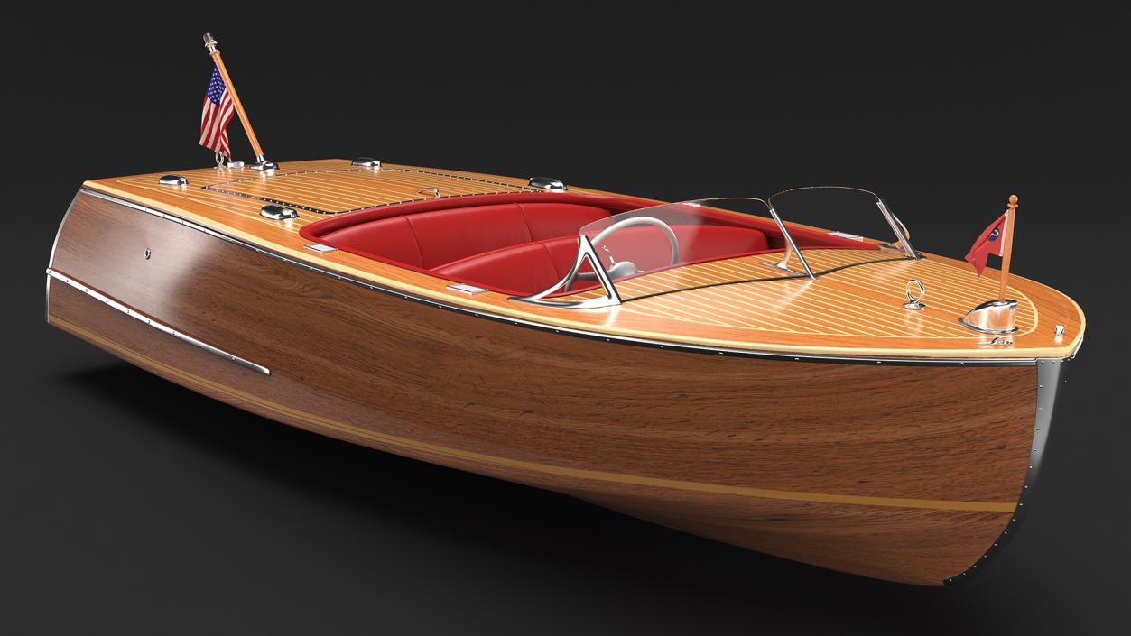 Classic Sport Boat Light Wood 3D model