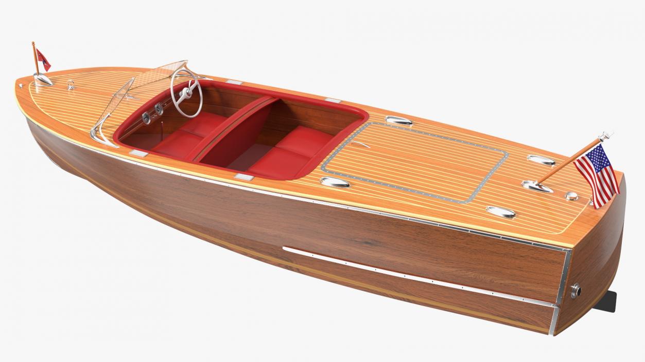 Classic Sport Boat Light Wood 3D model