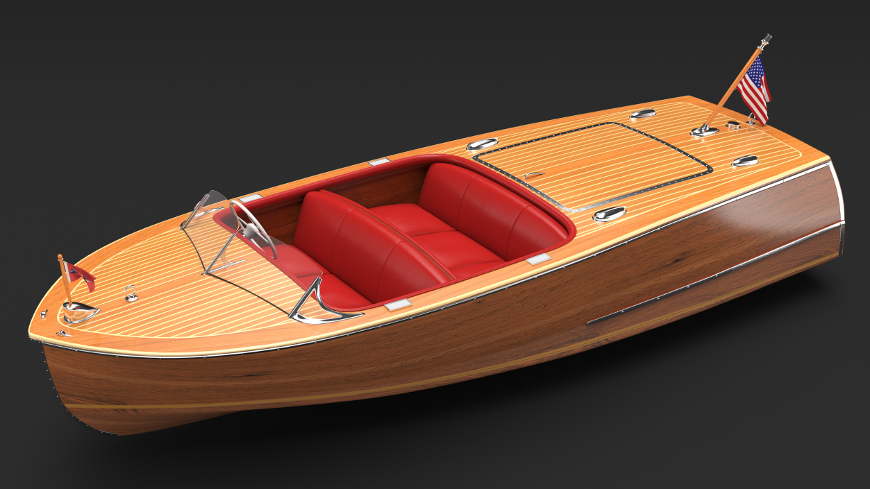 Classic Sport Boat Light Wood 3D model