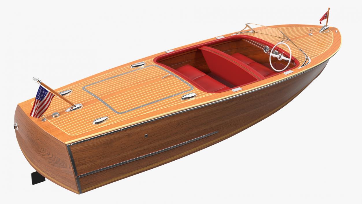 Classic Sport Boat Light Wood 3D model