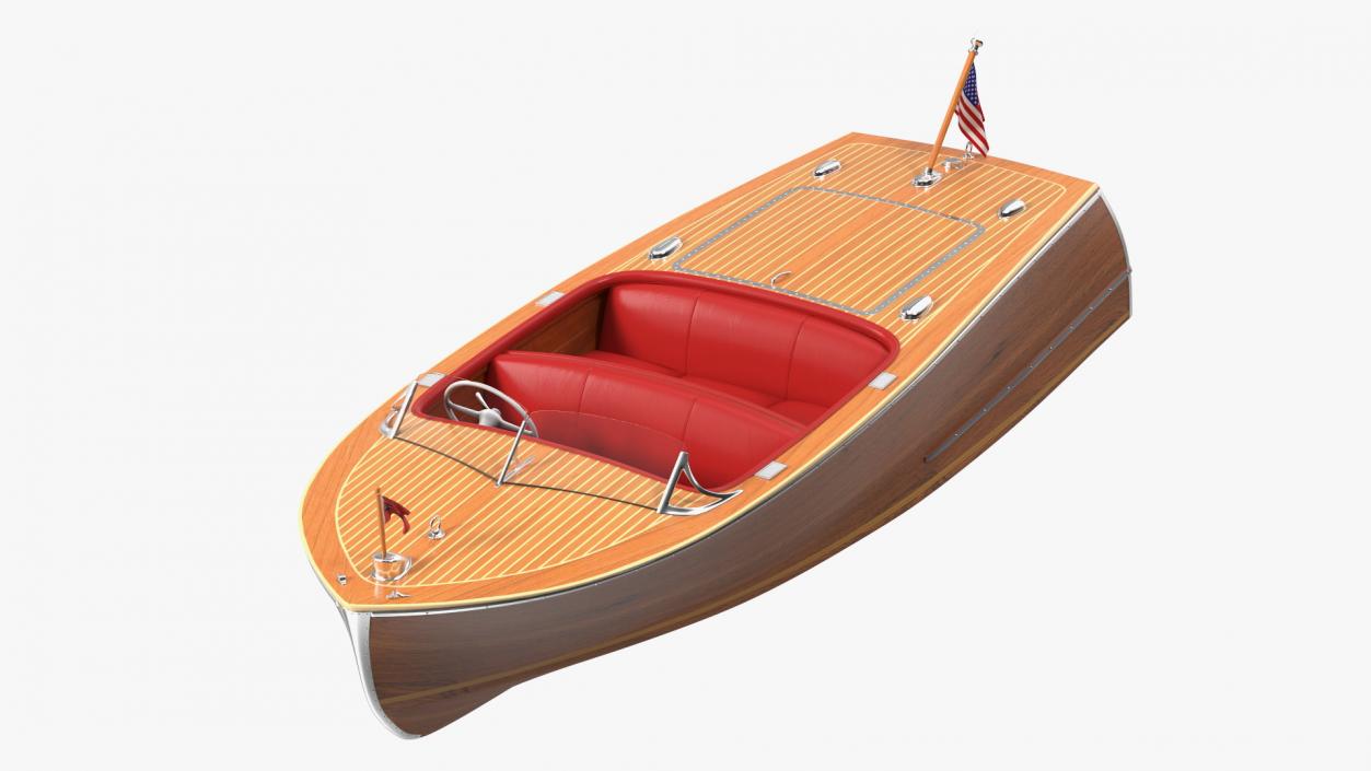 Classic Sport Boat Light Wood 3D model