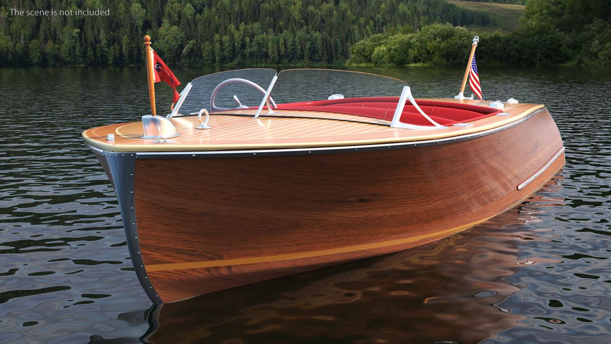 Classic Sport Boat Light Wood 3D model