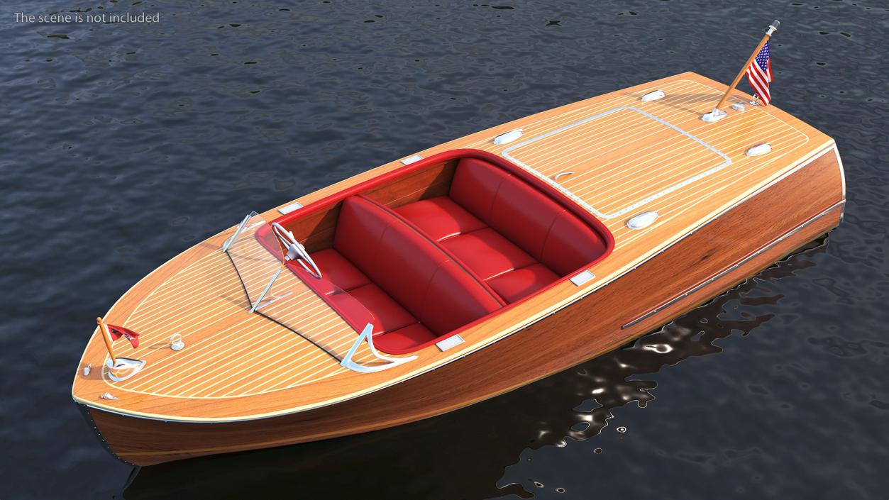 Classic Sport Boat Light Wood 3D model