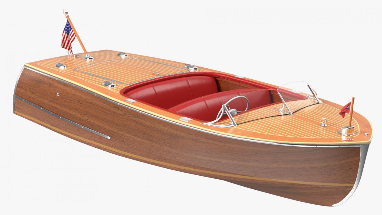 Classic Sport Boat Light Wood 3D model