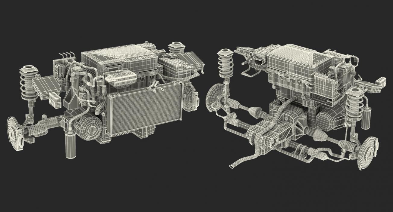 3D Nissan Leaf Engine and Front Suspension 2