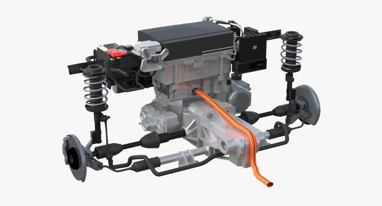 3D Nissan Leaf Engine and Front Suspension 2