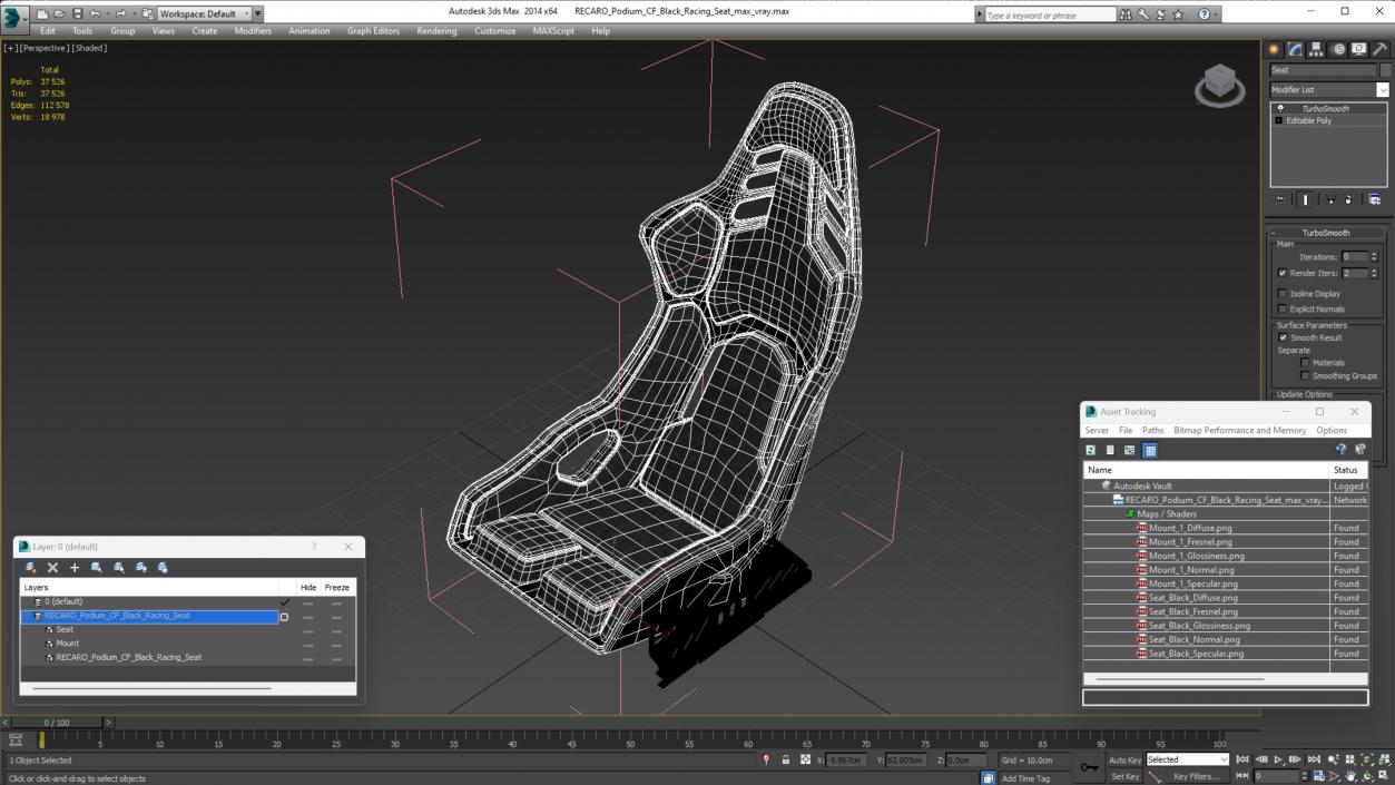 RECARO Podium CF Black Racing Seat 3D model