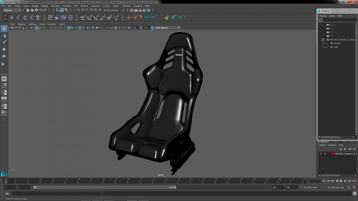 RECARO Podium CF Black Racing Seat 3D model