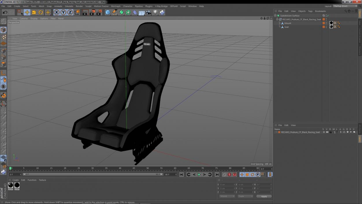 RECARO Podium CF Black Racing Seat 3D model