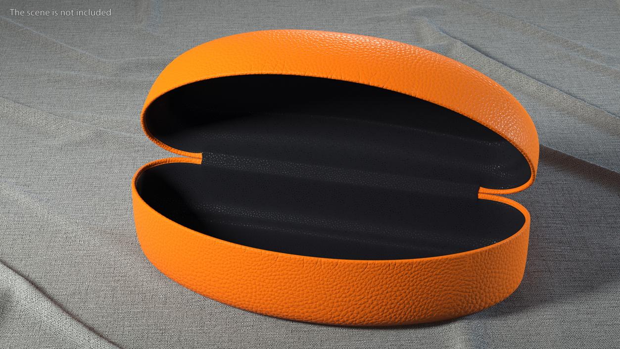 Hard Shell Leather Eyeglass Case Orange Open 3D model