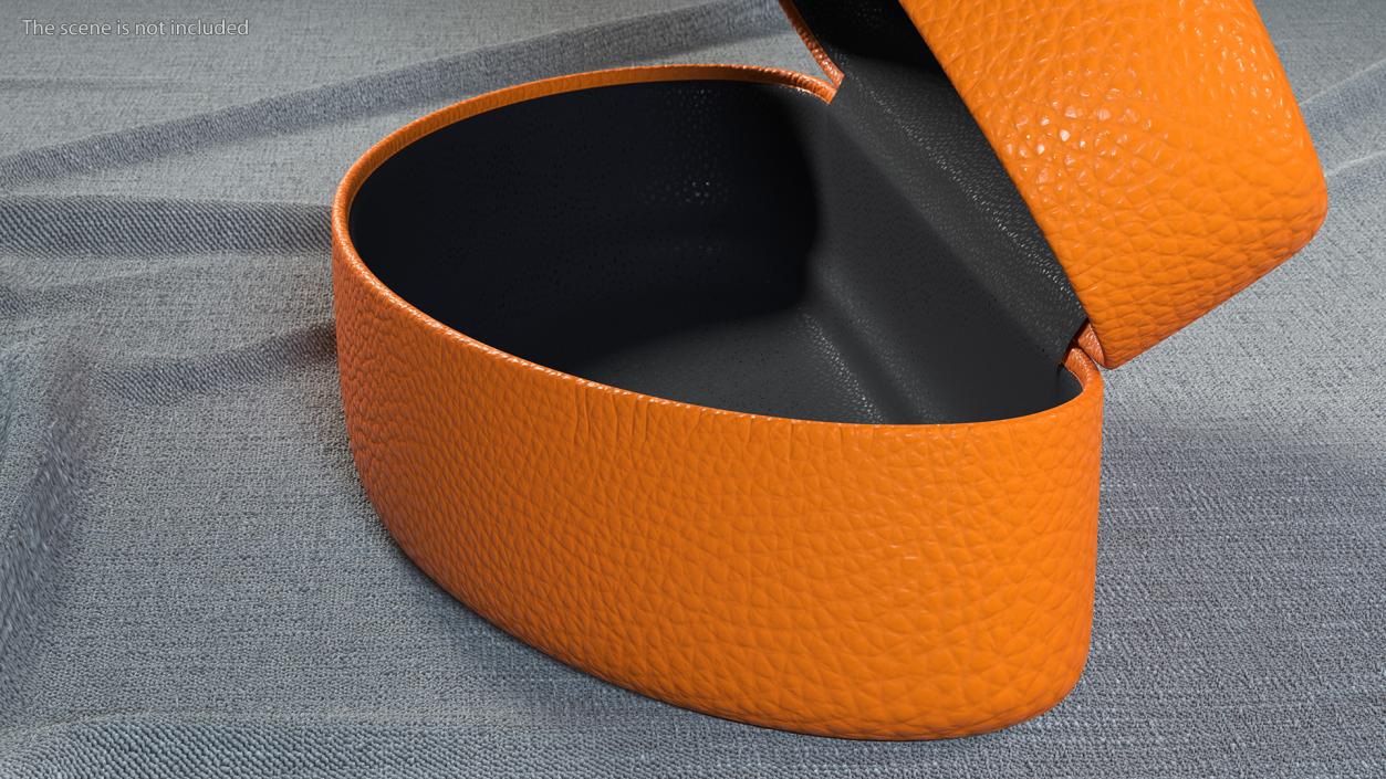 Hard Shell Leather Eyeglass Case Orange Open 3D model