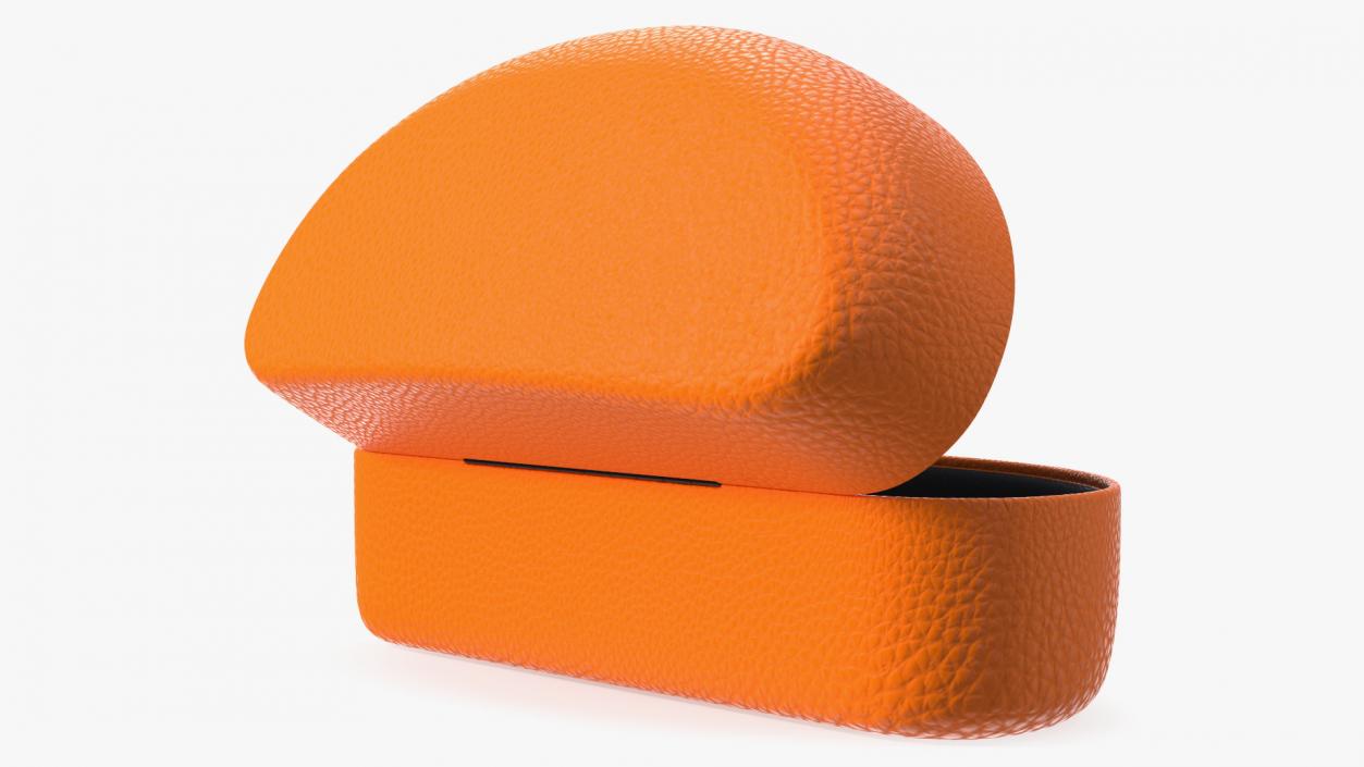 Hard Shell Leather Eyeglass Case Orange Open 3D model