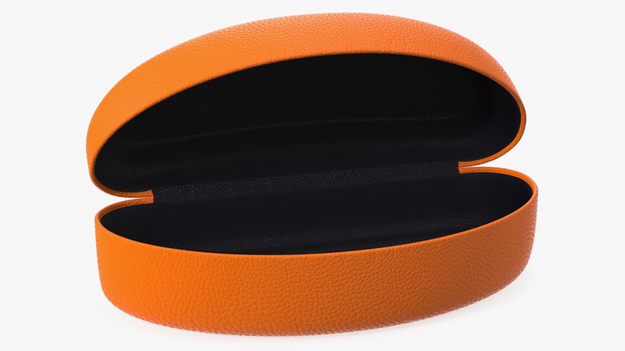 Hard Shell Leather Eyeglass Case Orange Open 3D model