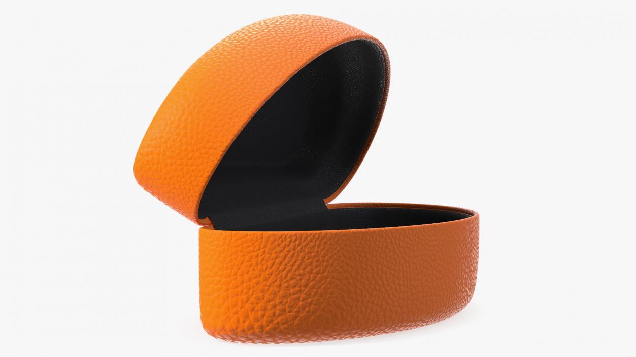 Hard Shell Leather Eyeglass Case Orange Open 3D model