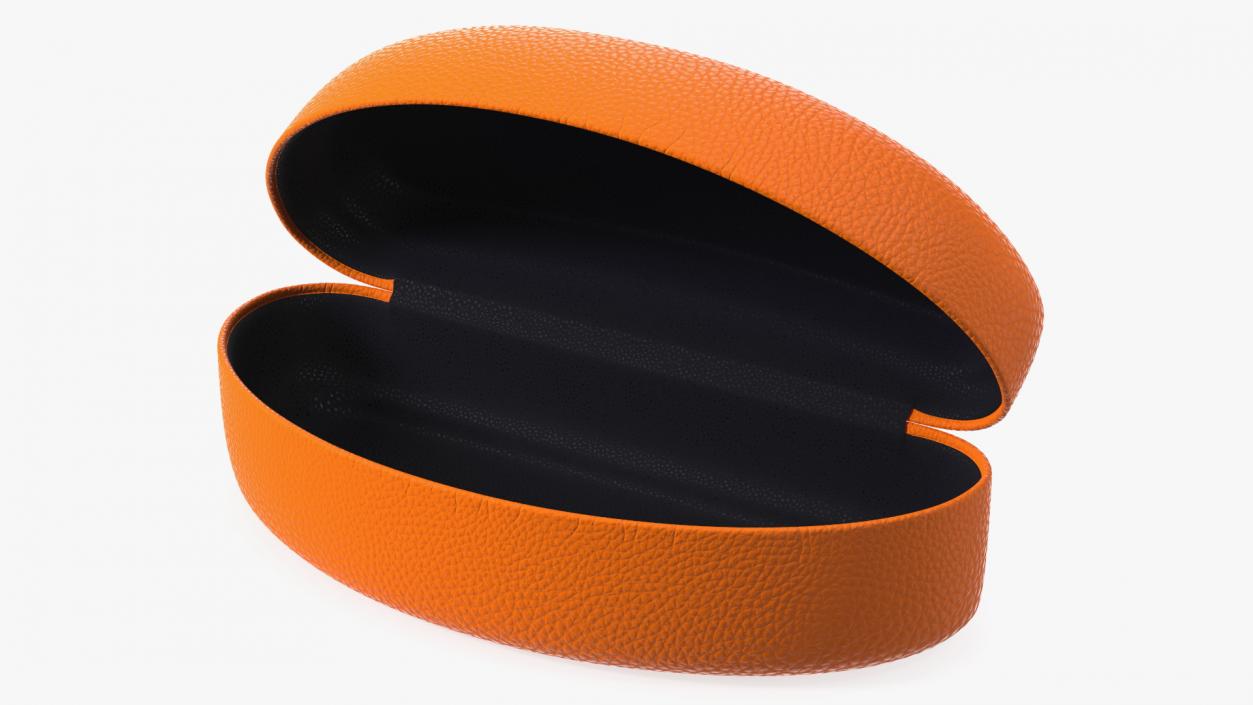 Hard Shell Leather Eyeglass Case Orange Open 3D model