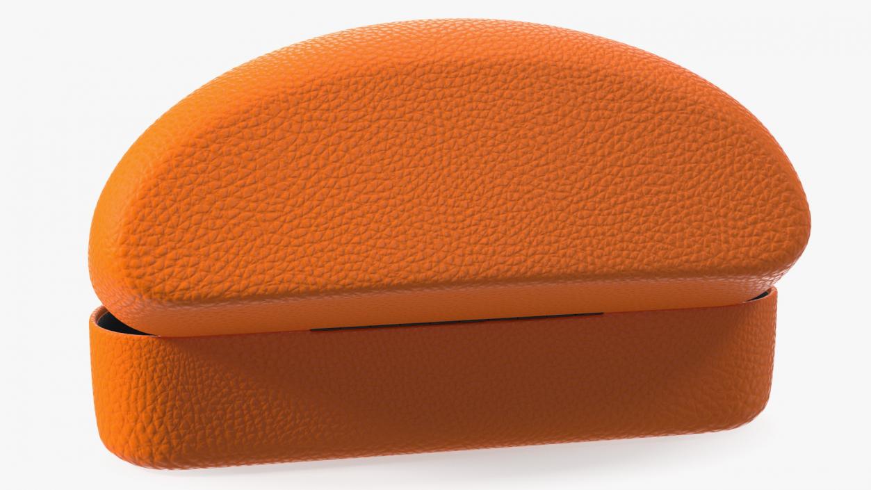 Hard Shell Leather Eyeglass Case Orange Open 3D model