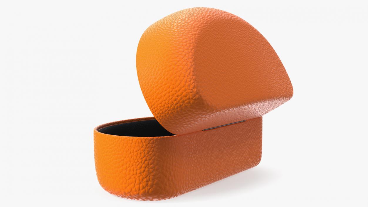 Hard Shell Leather Eyeglass Case Orange Open 3D model