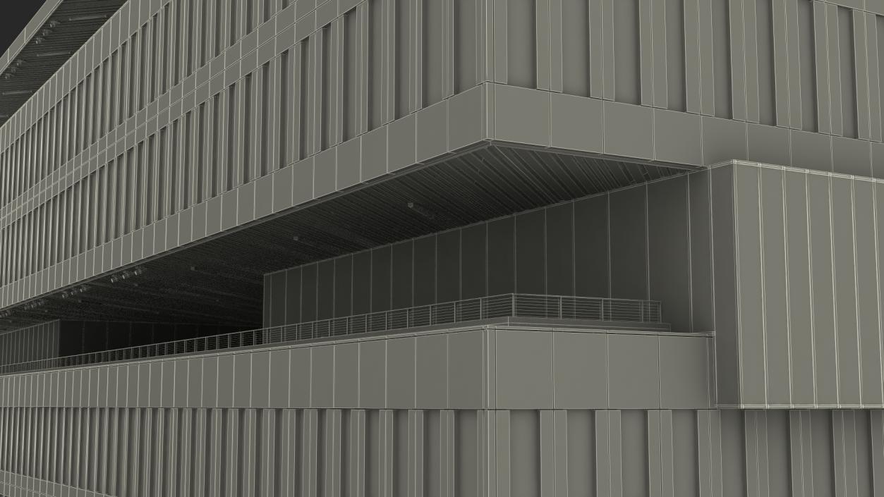 3D Modern Office Building Night Glow model