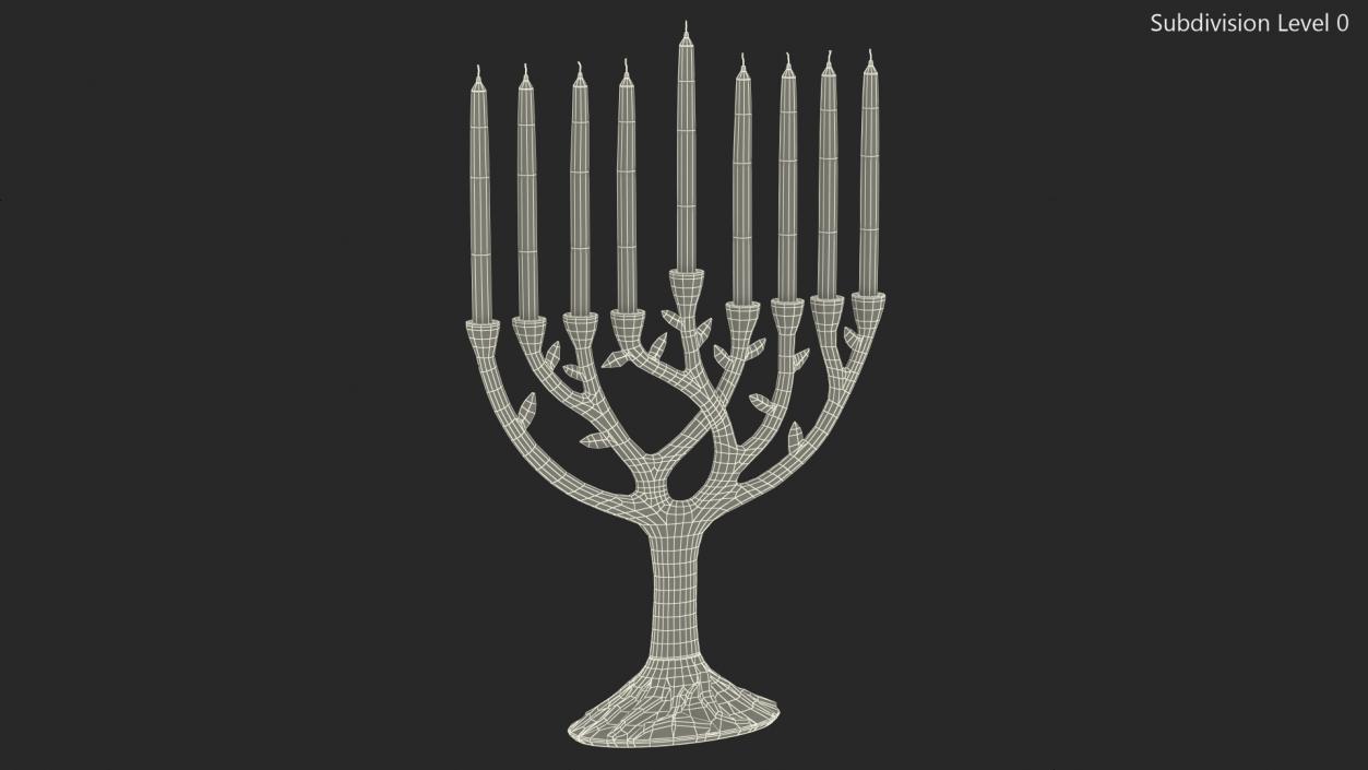 3D Hanukkah Menorah Candelabrum Silver with Candles model