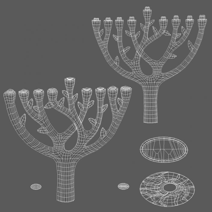 3D Hanukkah Menorah Candelabrum Silver with Candles model