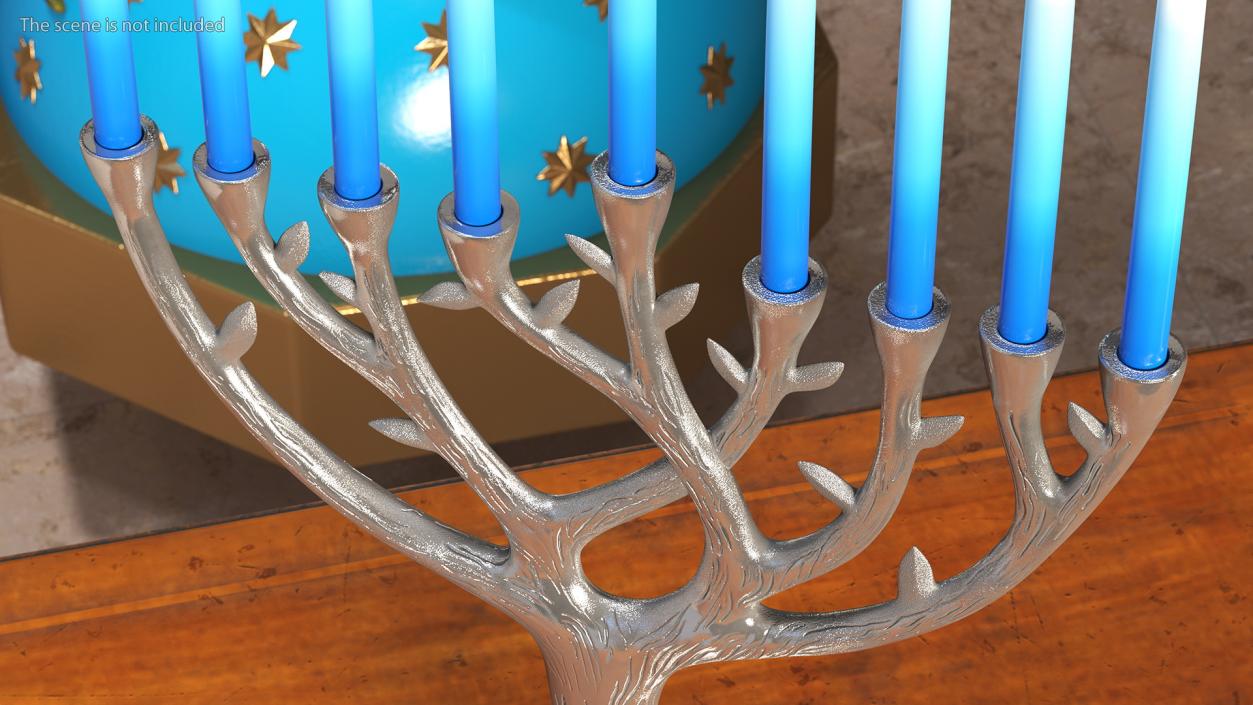 3D Hanukkah Menorah Candelabrum Silver with Candles model