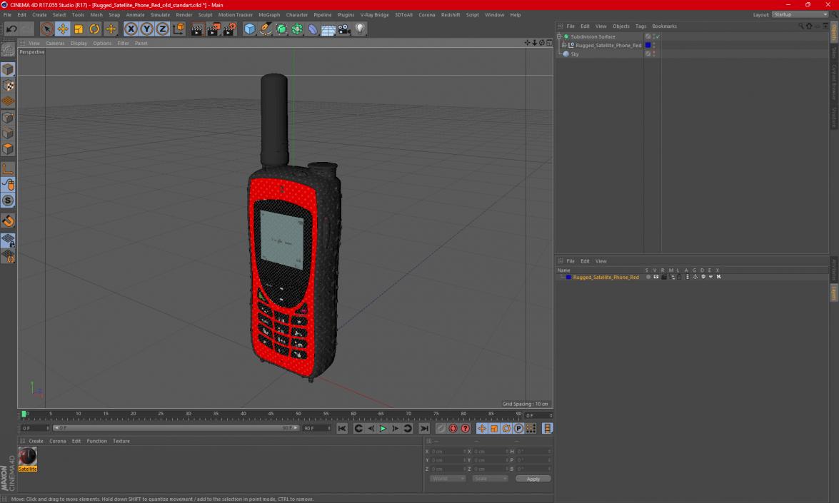 3D Rugged Satellite Phone Red