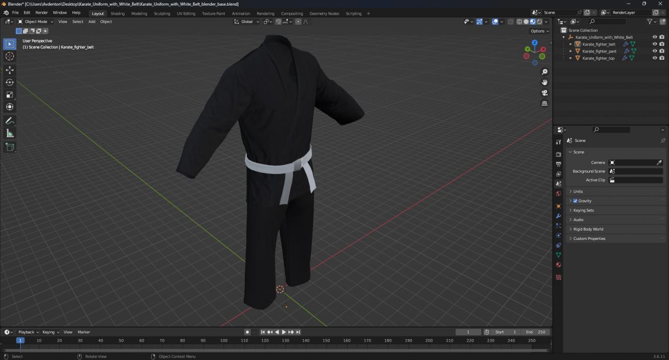 3D model Karate Uniform with White Belt