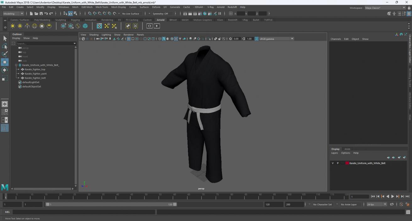 3D model Karate Uniform with White Belt