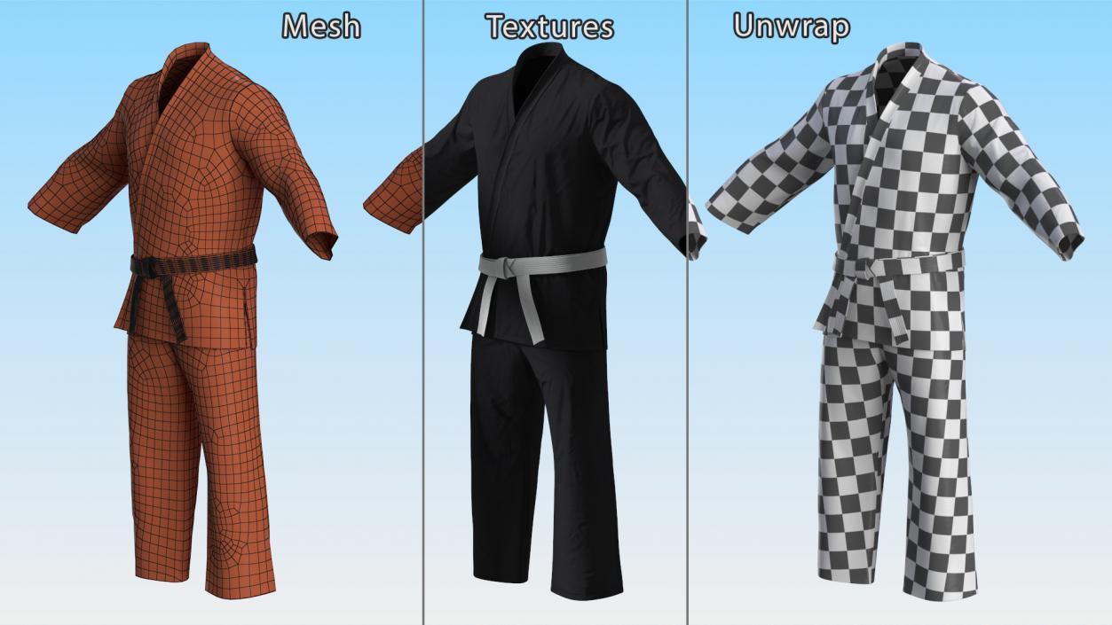 3D model Karate Uniform with White Belt