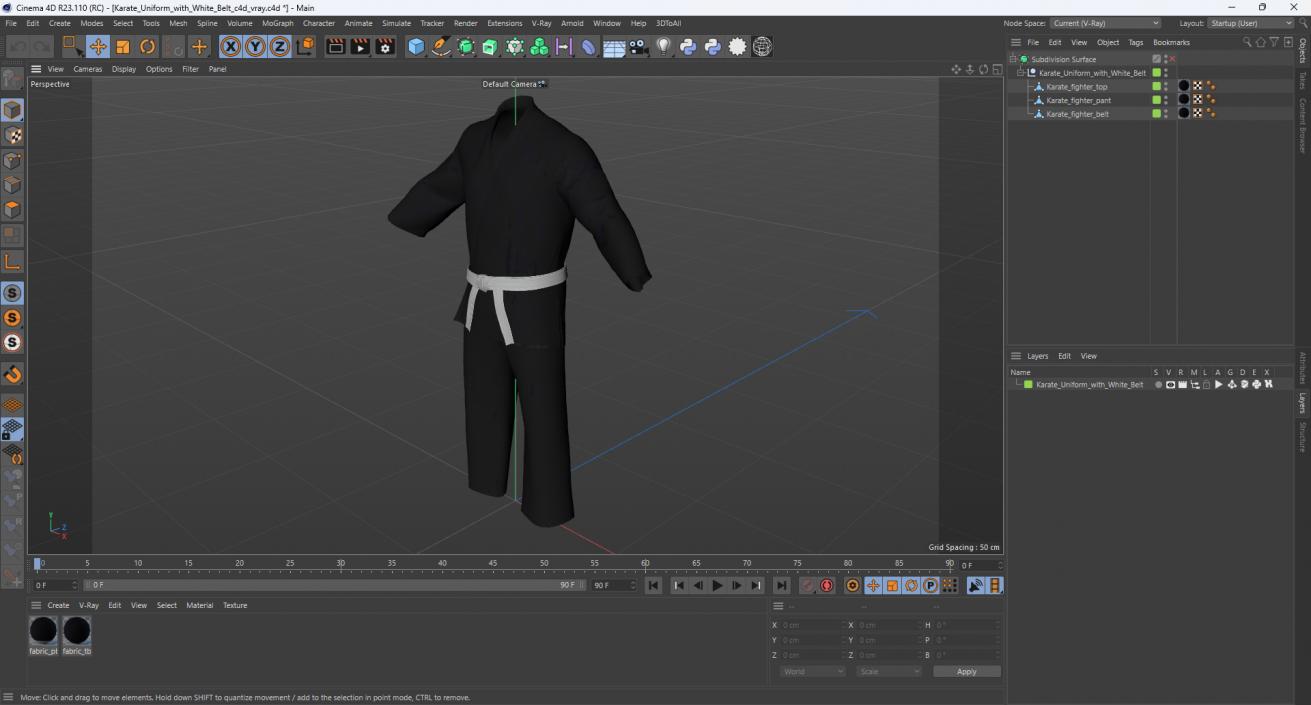 3D model Karate Uniform with White Belt