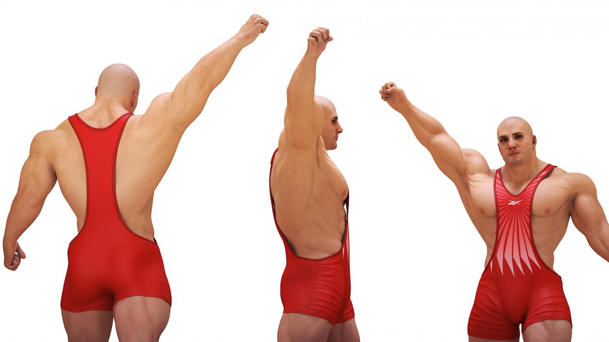 Athlete Victory Pose in Reebok Red Leotard 3D